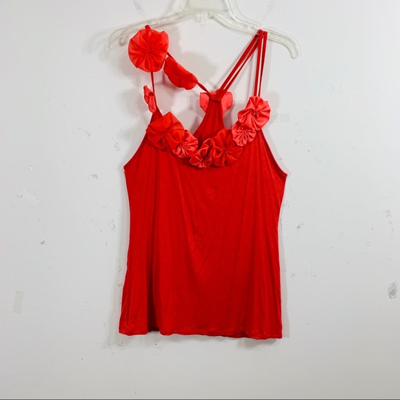 Tops - Coral tank top size medium yo yo flowers